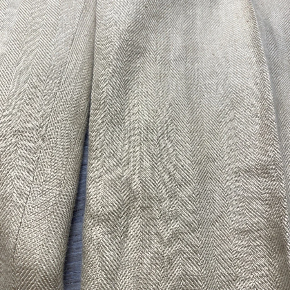 Hart Schaffner Marx Dress Pants Mens 36 Tan Linen Herringbone Made in Italy